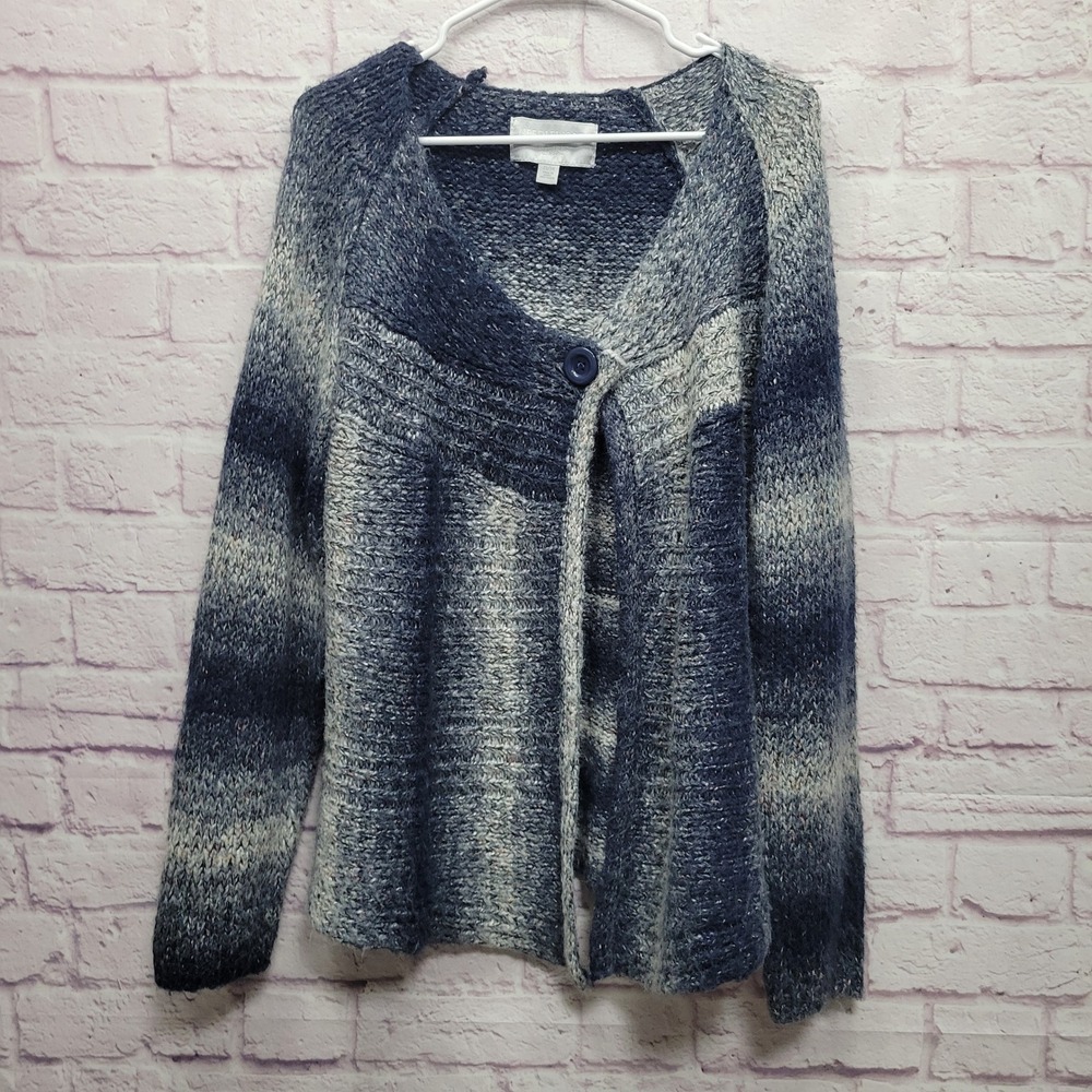 NEEDLEWORKS Avenue Design Sweater Sz 22/24 Blue Ombre Long Sleeve Soft Knit Cozy